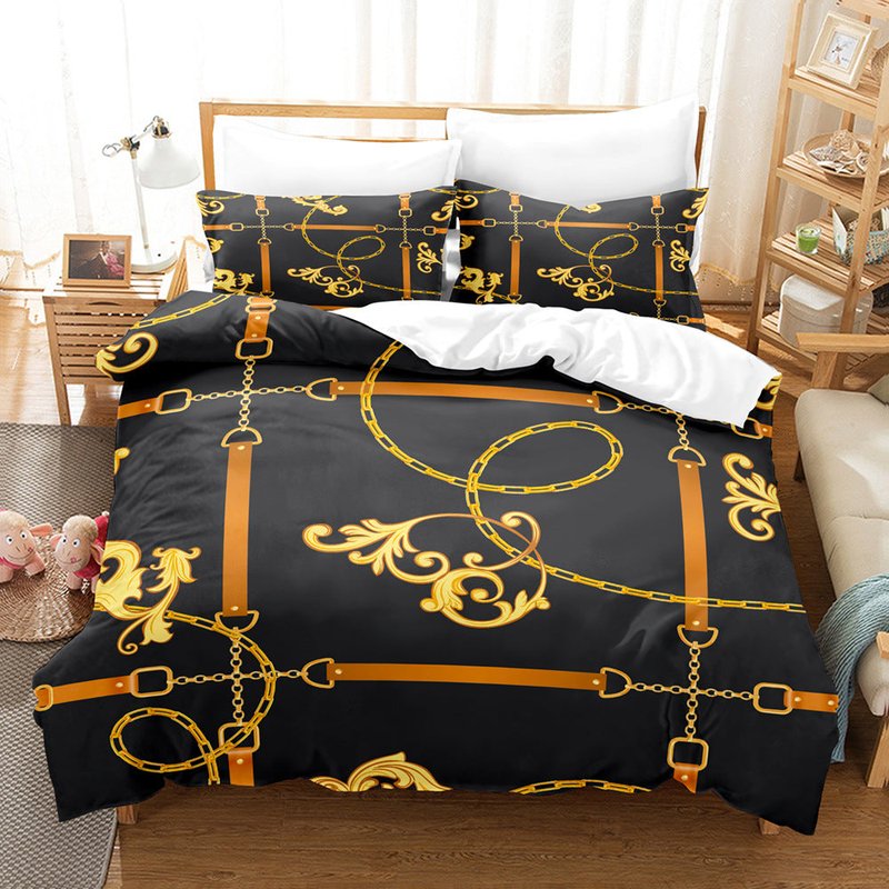 Digital Brushed Chemical Fiber Bedding Set - Multiple Sizes & Patterns