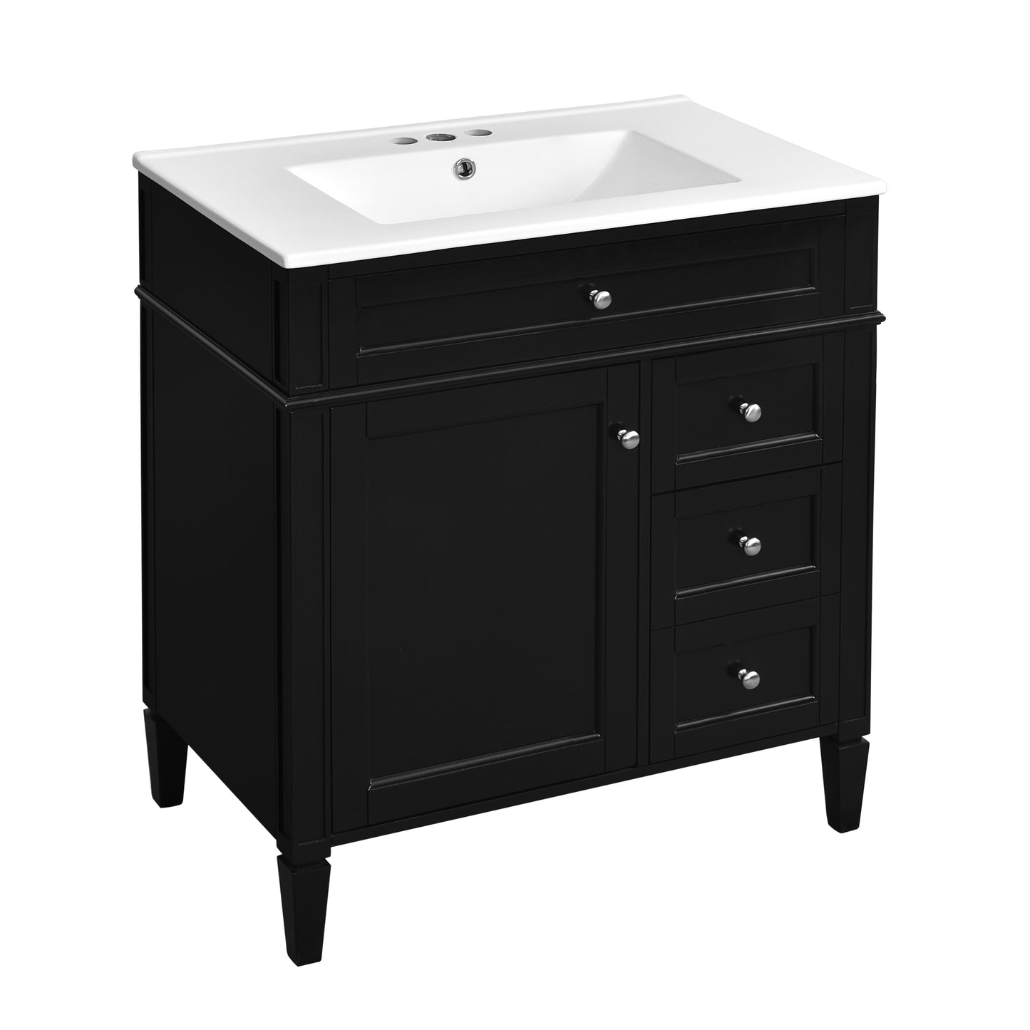 30'' Modern Bathroom Vanity with Sink - Black Storage Cabinet