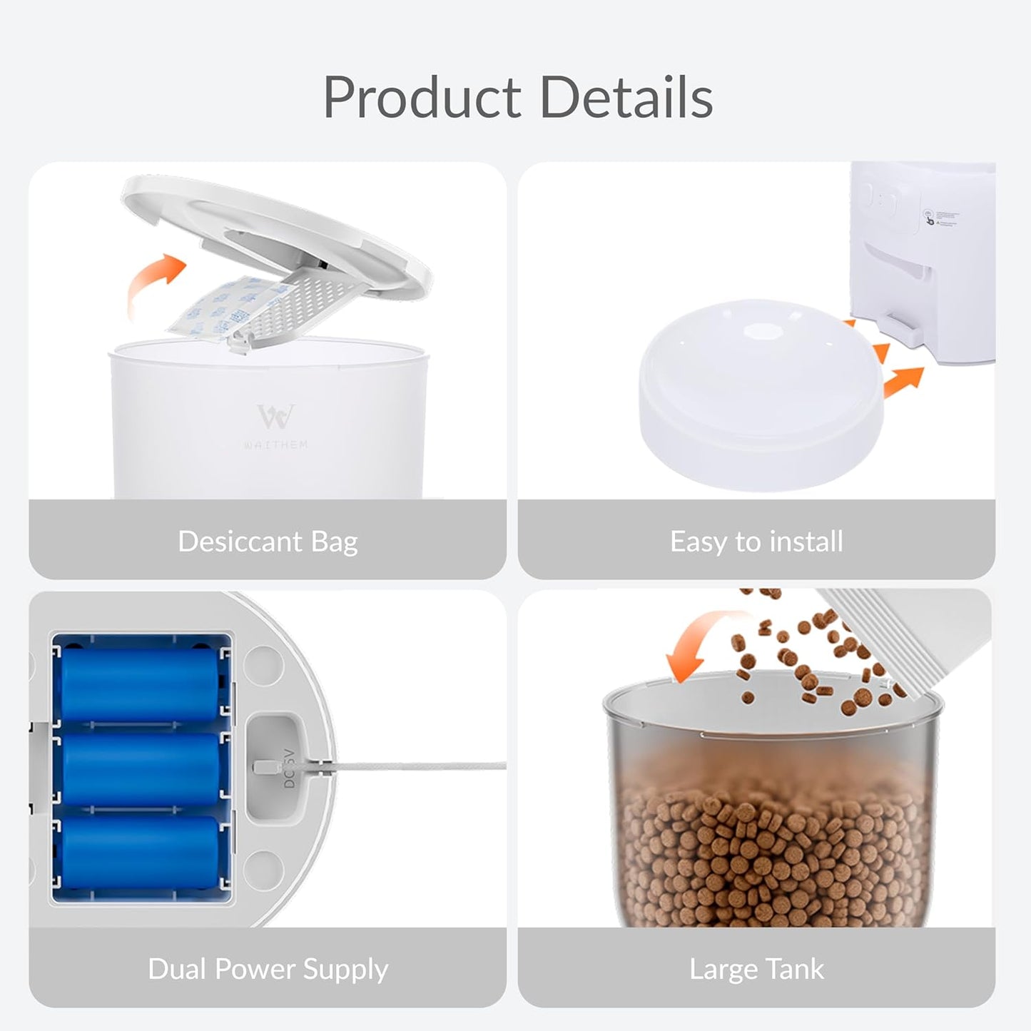Wi-Fi Automatic Cat & Small Dog Food Dispenser - Programmable Portion Control