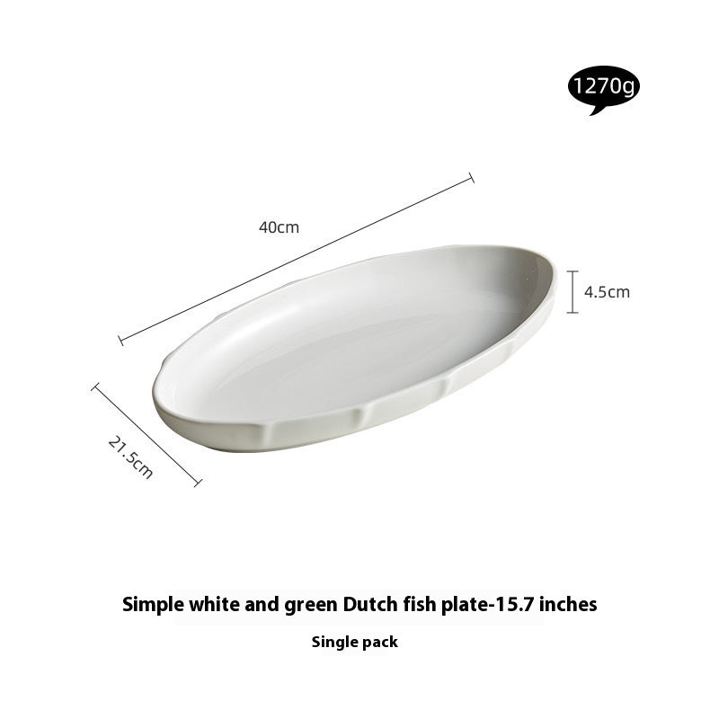 Japanese Style Large Fish Serving Plate - Ceramic Dinner Dish, Multiple Sizes