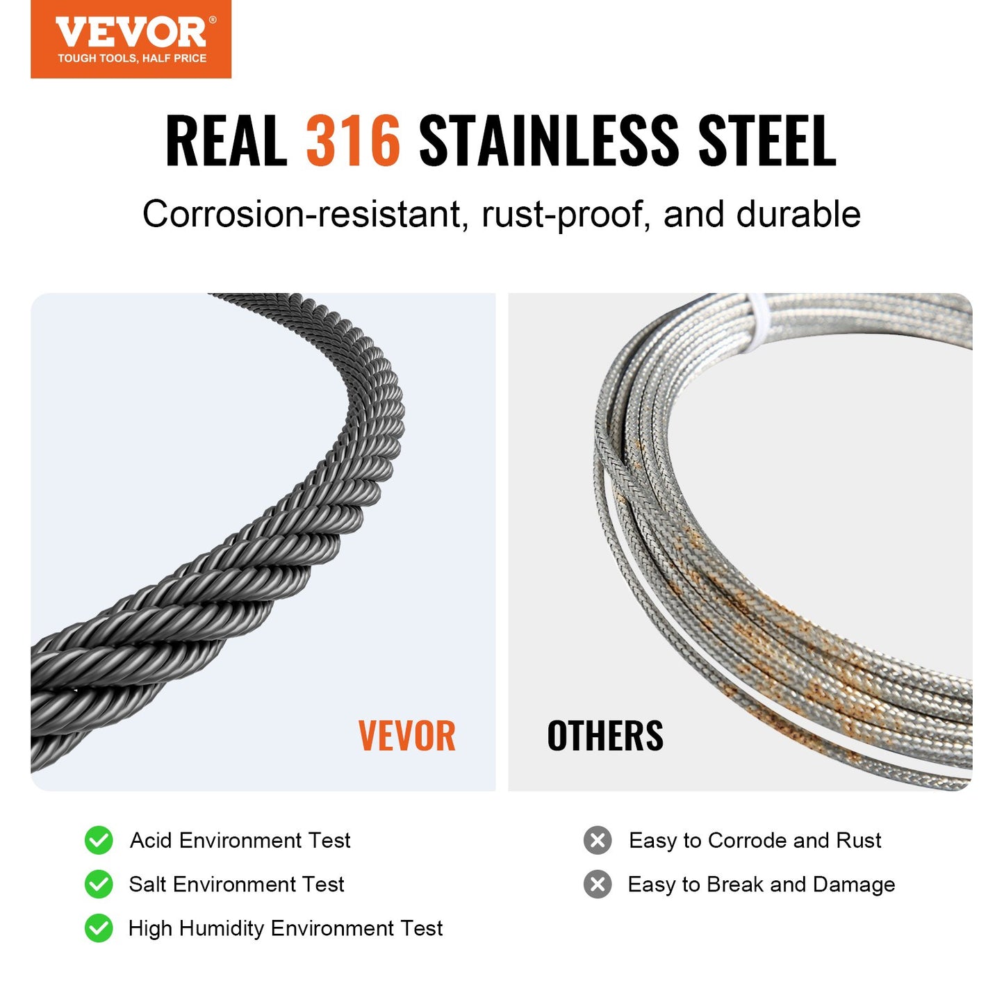 Stainless Steel Cable Rope 1/8 Inch 500 Ft for Garden Fence & Railing