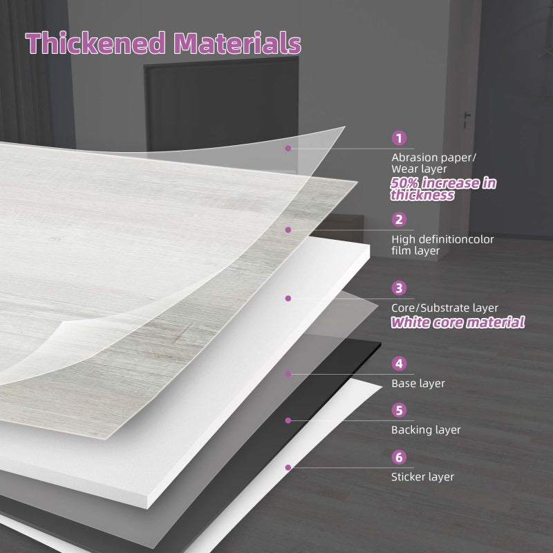Waterproof Vinyl Peel and Stick Flooring Tiles - Light Gray - 36 PCS