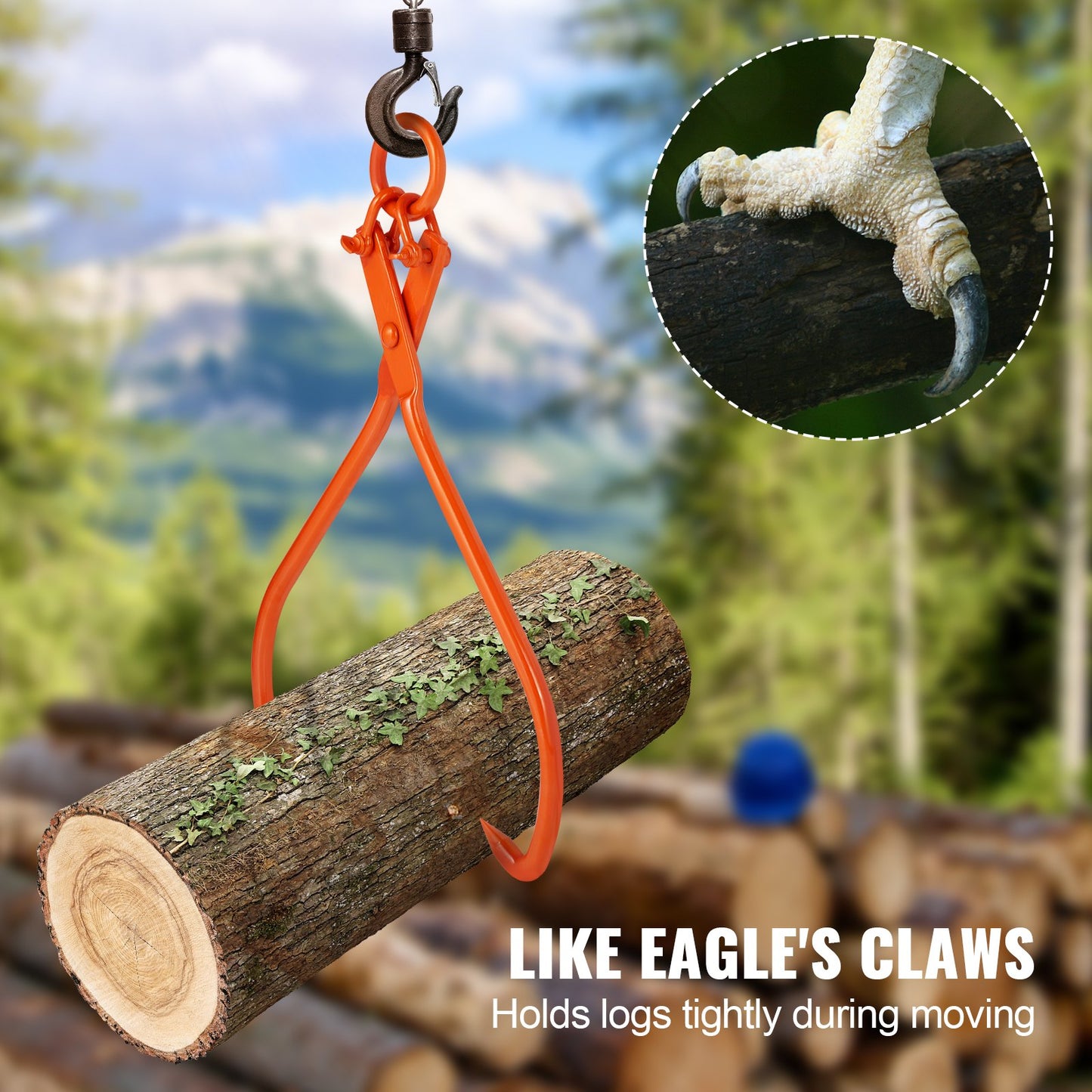Heavy Duty Log Skidding Tongs 32 Inch Claw Lumber Handling Tool - Orange
