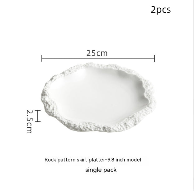 European-Style Embossed Ceramic Plate - Shallow Dinnerware for Hotel & Home