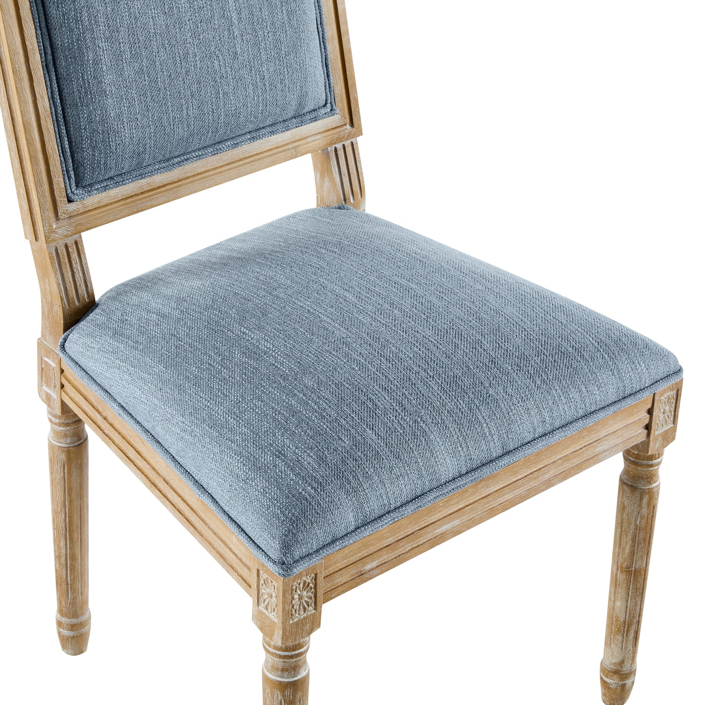 Set of 6 French Country Dining Chairs - Slate Blue Upholstered Seat