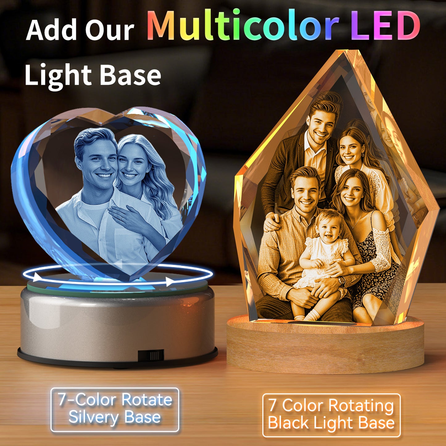 Custom 3D Crystal Photo Engraved Gift - Personalized Keepsake