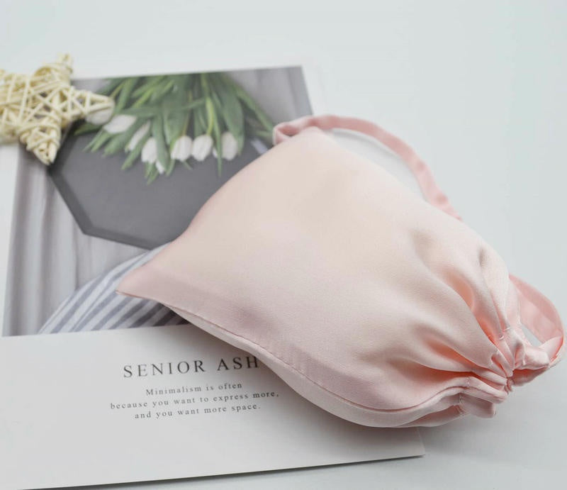 Silk Eye Mask Cosmetic Bag with Pocket - Jewelry & Travel Organizer