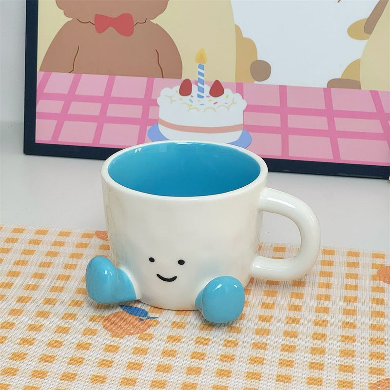 Cute Ceramic Coffee Mug - Cartoon Style, 301-400ml, Multiple Colors
