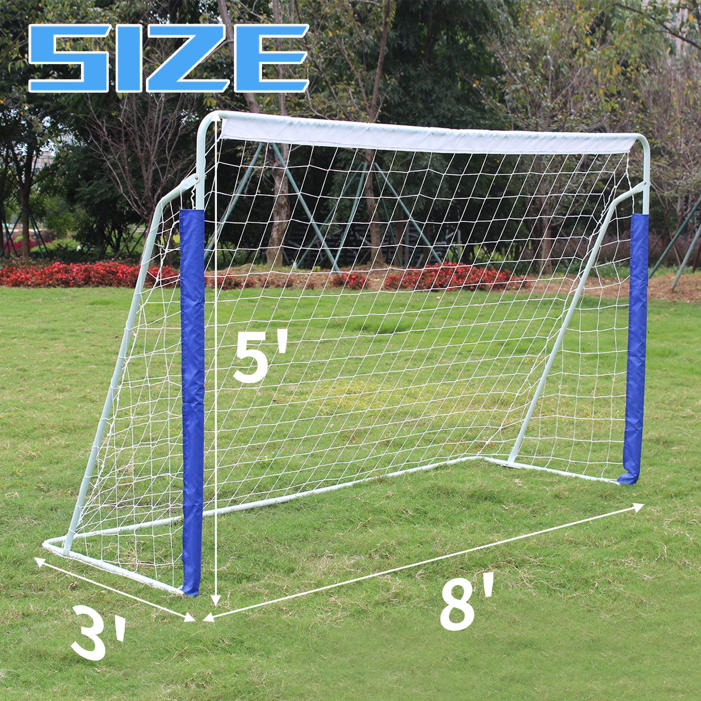 Portable 8x5 ft Soccer Goal with Steel Frame - White