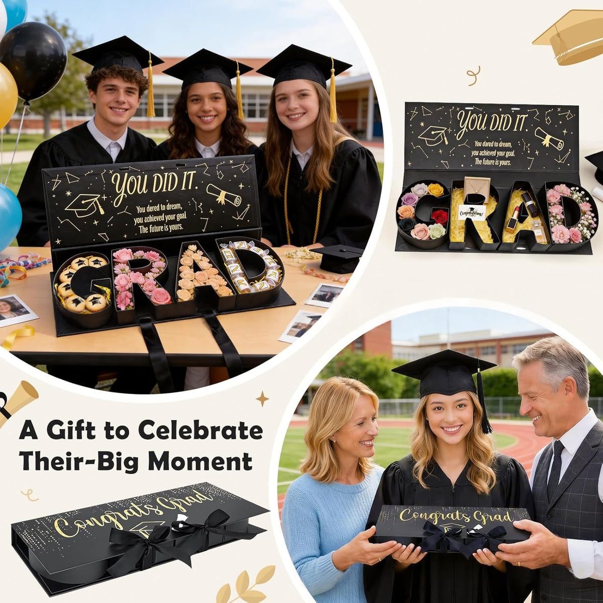 Graduation Gift Box Cardboard Storage Container for Celebrations