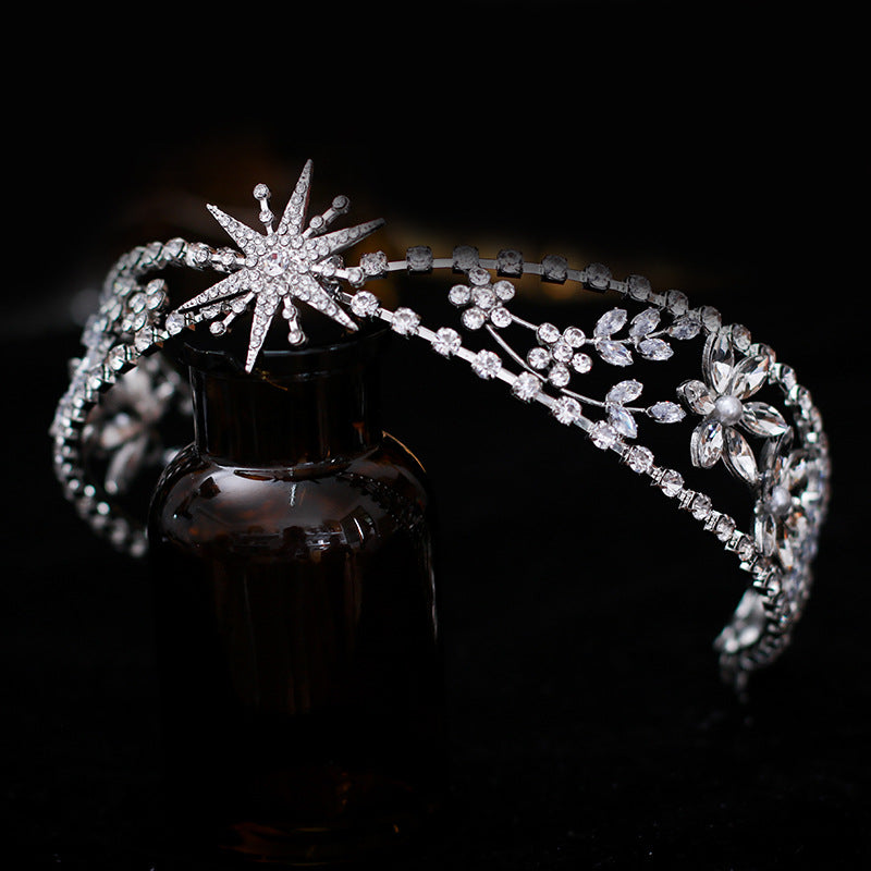 Vintage Bride Hair Crown Headband - Silver