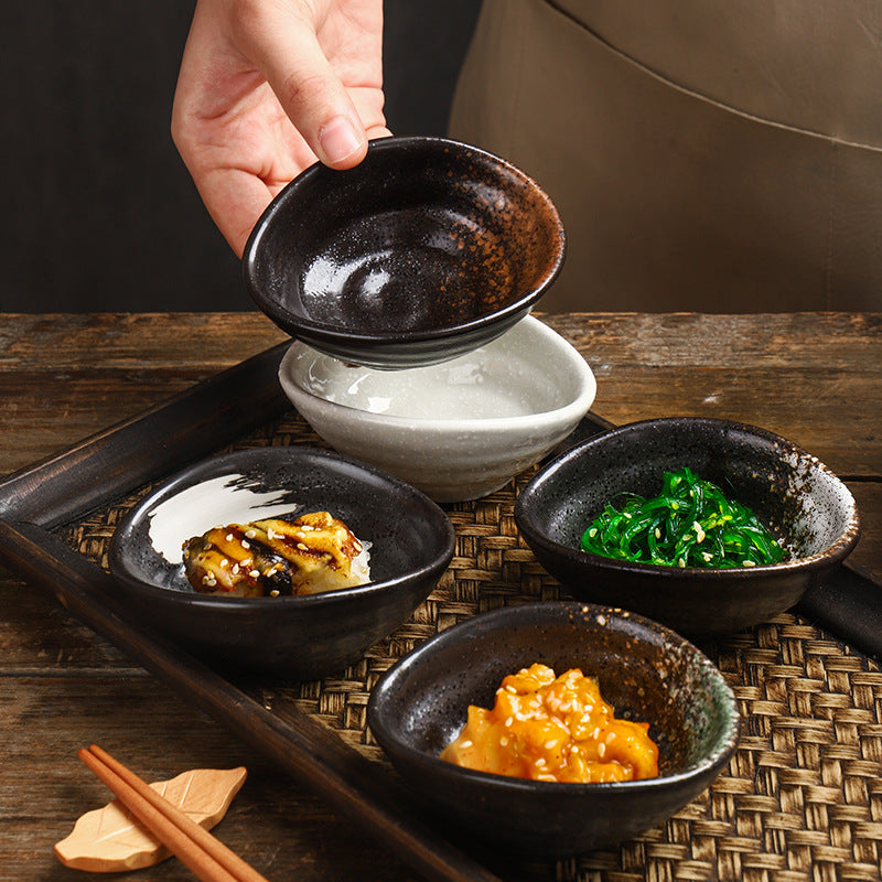 Japanese Ceramic Condiment Saucer - Retro Porcelain Dish for Kitchen & Dining