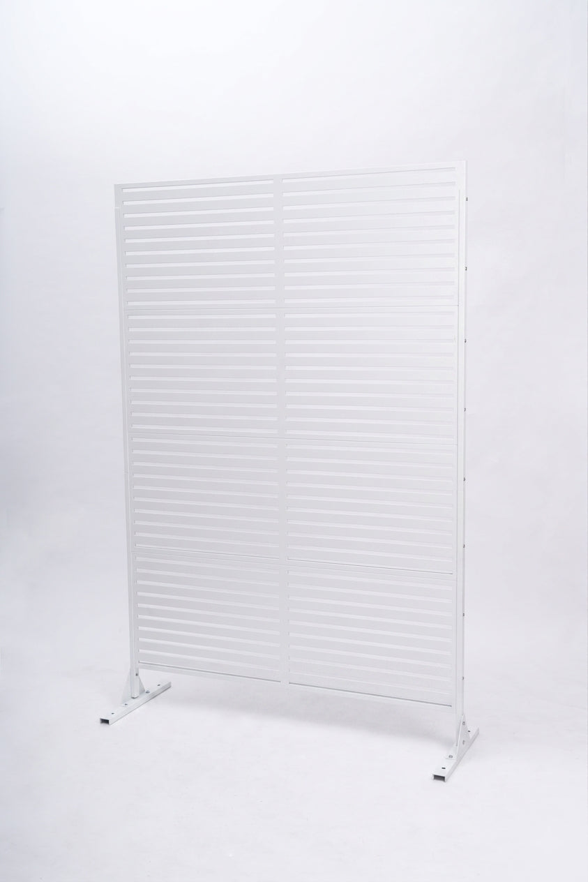 White Metal Privacy Screen - 70.87" H Slatted Patio Divider