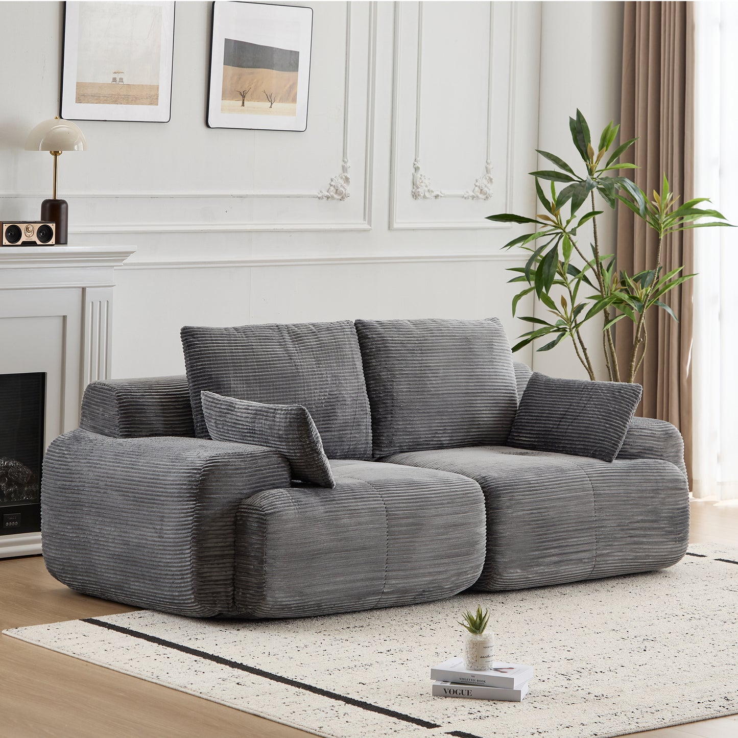 Modern Memory Foam 2-Seater Sectional Sofa - Grey