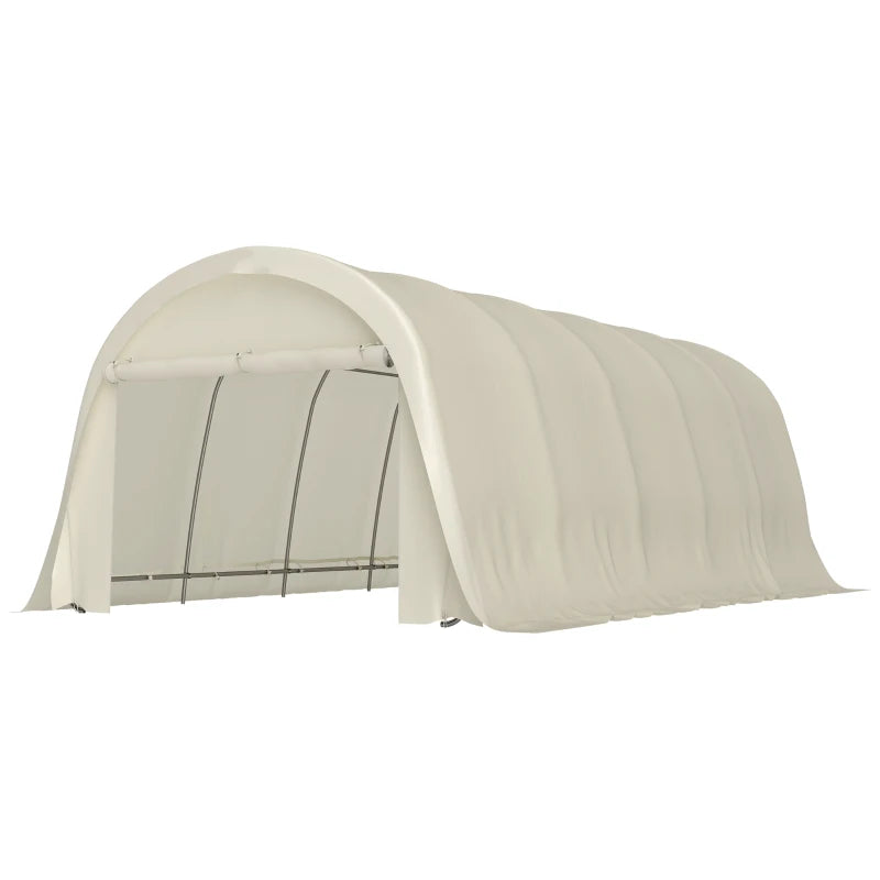Heavy Duty Carport Garage Tent with Galvanized Frame UPF50 Beige 12x23.6 ft