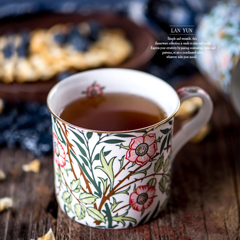 European Blue and White Ceramic Mug 300ml - Kitchen Drinkware