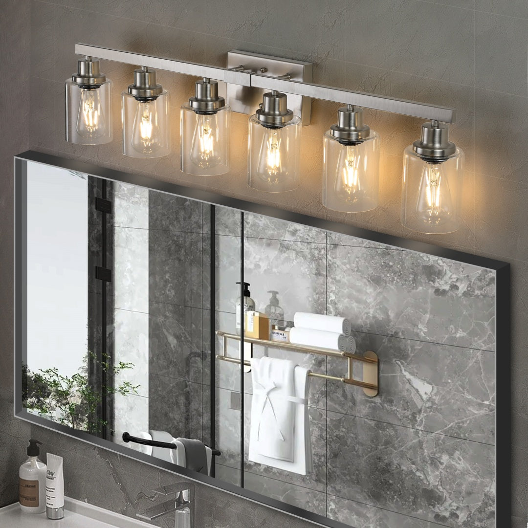 Modern 6-Light Bathroom Vanity Light Fixture - Brushed Nickel