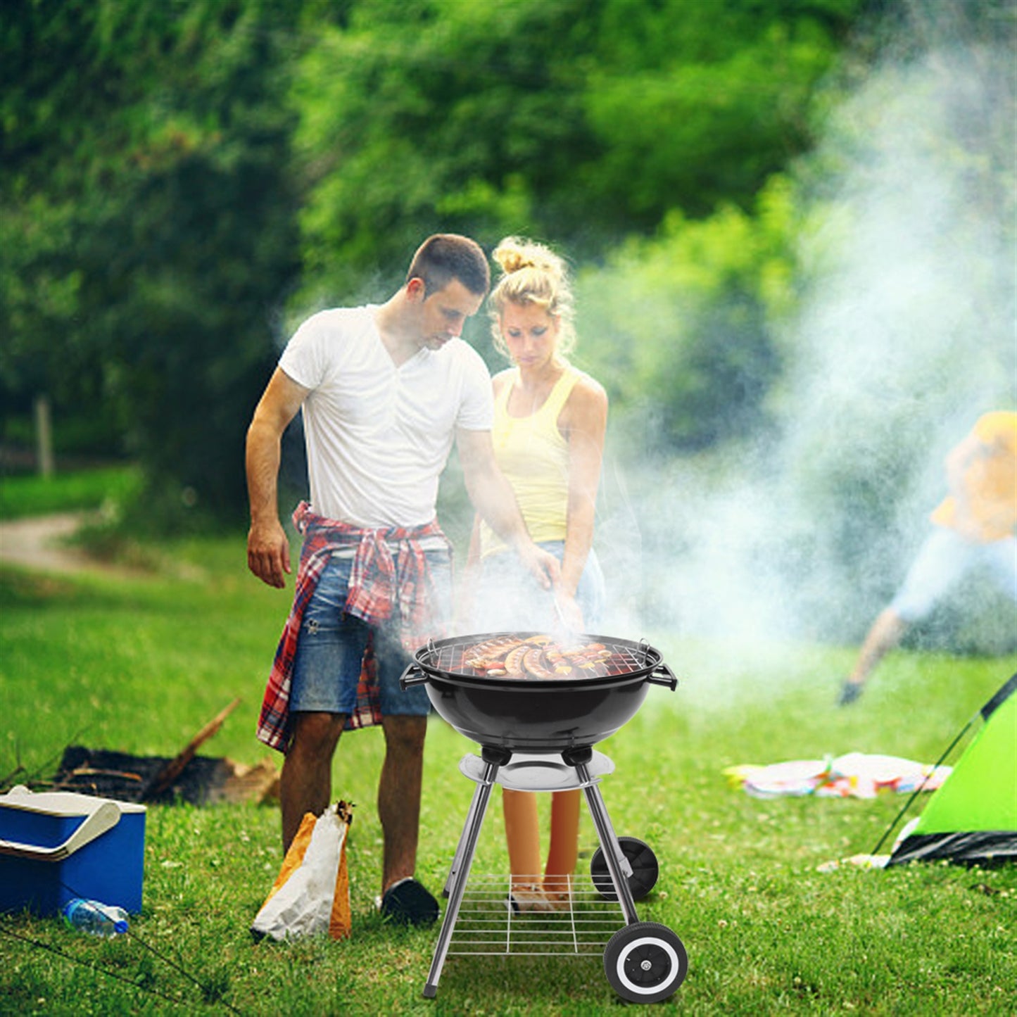 18-Inch Charcoal Grill with Spherical Design - Black