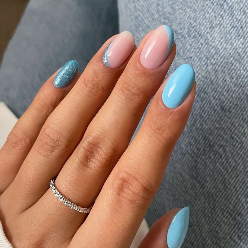 Short Square Nail Tips - Wearable Artificial Nails for Nail Art, Starry Sky Pattern