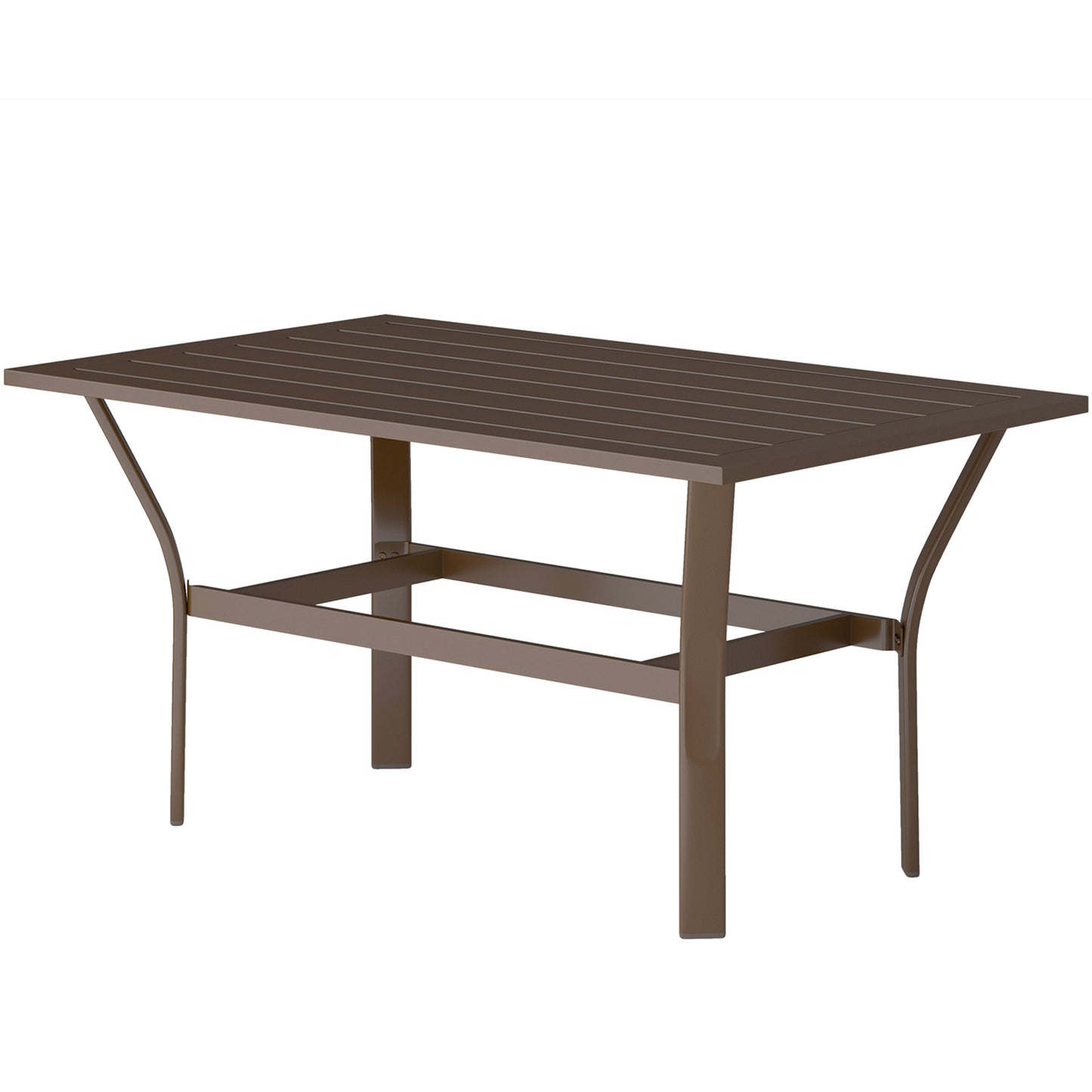 Outdoor Coffee Table - Slatted Design, All-Weather Metal, 36" x 21.7"