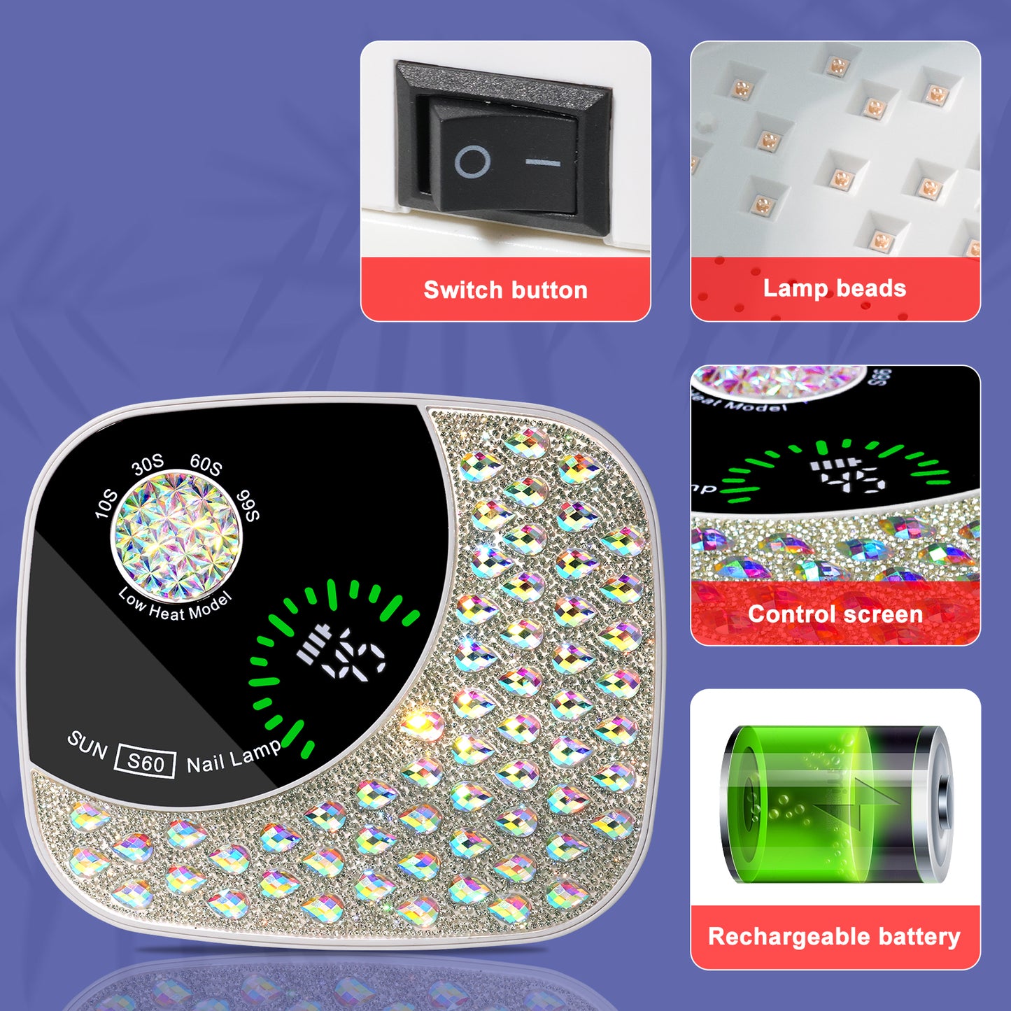 Professional Cordless UV LED Nail Lamp - Rechargeable Gel Nail Dryer