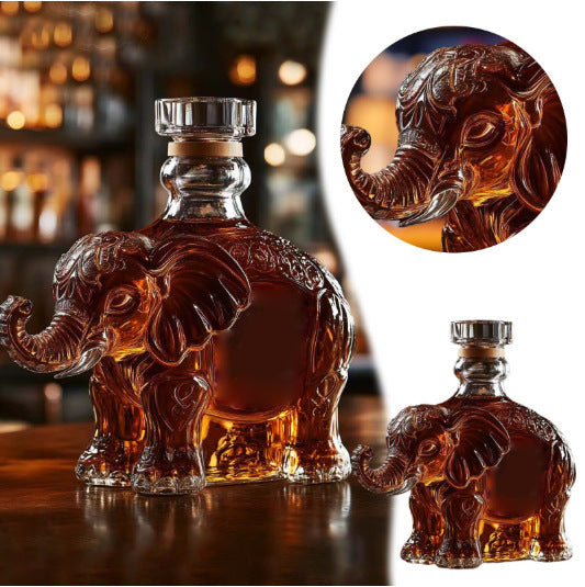 Decorative Glass Whiskey Bottle with Elephant and Deer Variants