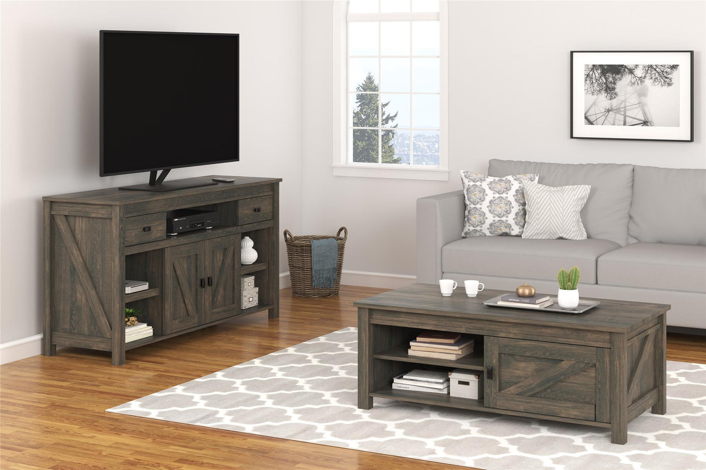 Farmington TV Stand for TVs Up to 60" - Oak Finish