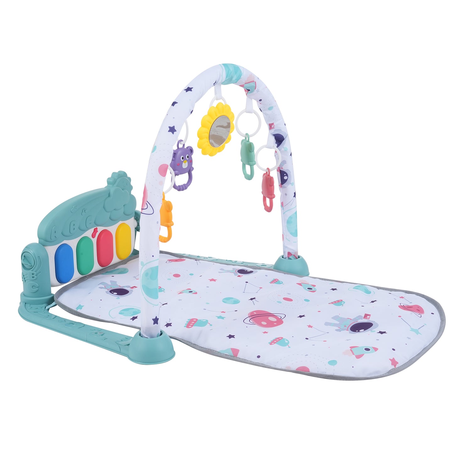Musical Baby Play Mat with Piano Keyboard & Detachable Toys